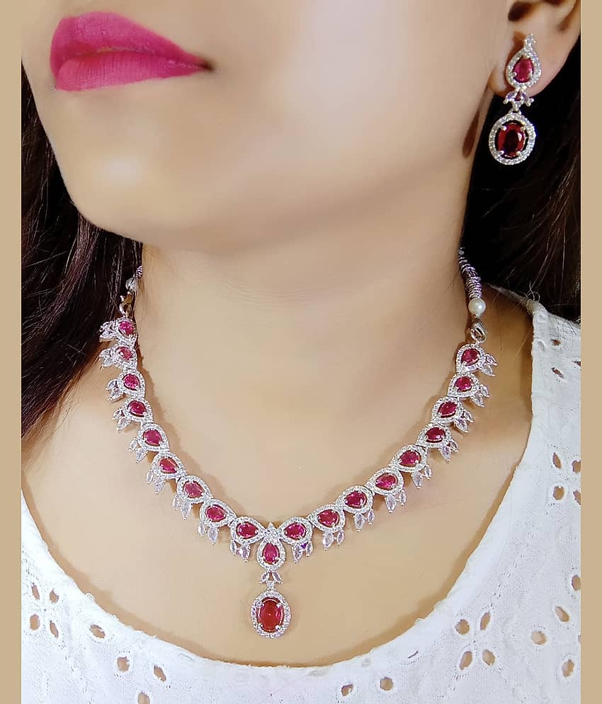 Ladymania Silver Alloy Necklace Set ( Pack of 1 )