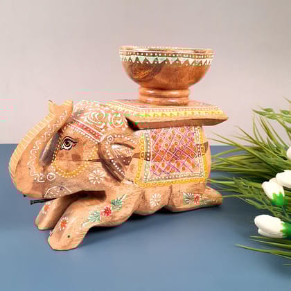 Elephant & Camel Showpiece With Bowl | Animal Figurines - for Vastu, Showpieces for Home Table, Living Room Decor & Gifts - 11 Inch-Elephant