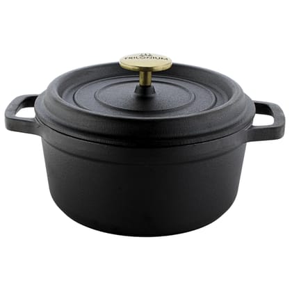 Trilonium Cast Iron Dutch Oven Pot | Casserole | Biryani Pot | Cooking Pot | Pre-Seasoned | 28cm | 7 Litres | 6.4 Kgs