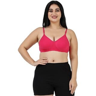 Pink Women's Cotton Rich Non-Padded cloviaa Non-Wired Bra with Double Layered Cups