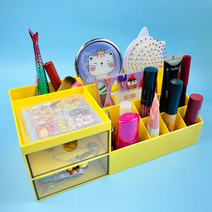 Large Size Pen Pencil Holder Desk Storage Box & Stationery Cosmetic Organizer-Yellow