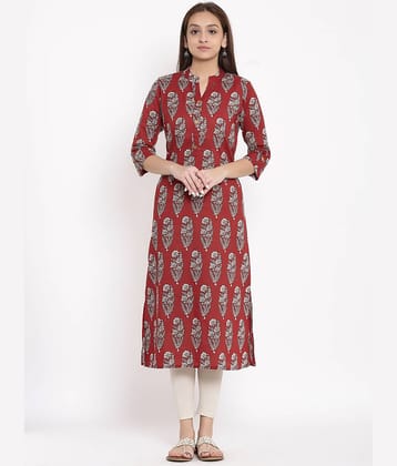 FabbibaPrints Maroon Cotton Straight Kurti
