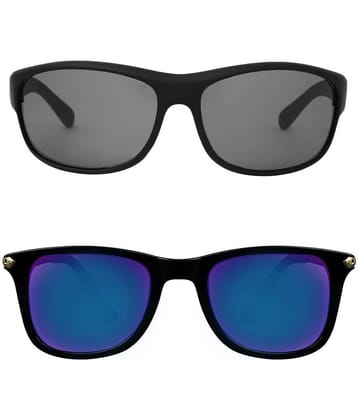 Kanny Devis - Black Wrap Around Sunglasses ( Pack of 2 )