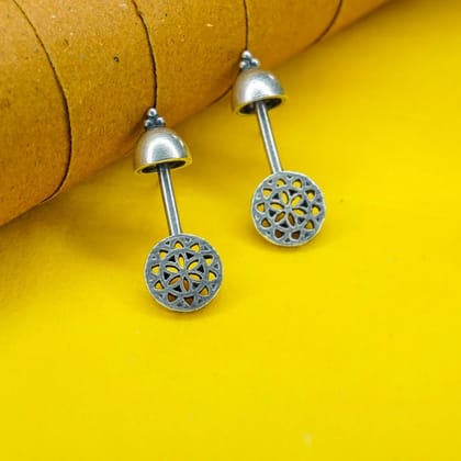 Oxidized Silver Floral Chakra Drop Earrings For Girls Women