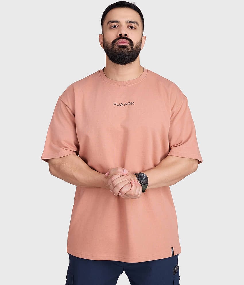 Fuaark Beige Cotton Oversized Fit Men's Sports T-Shirt ( Pack of 1 )