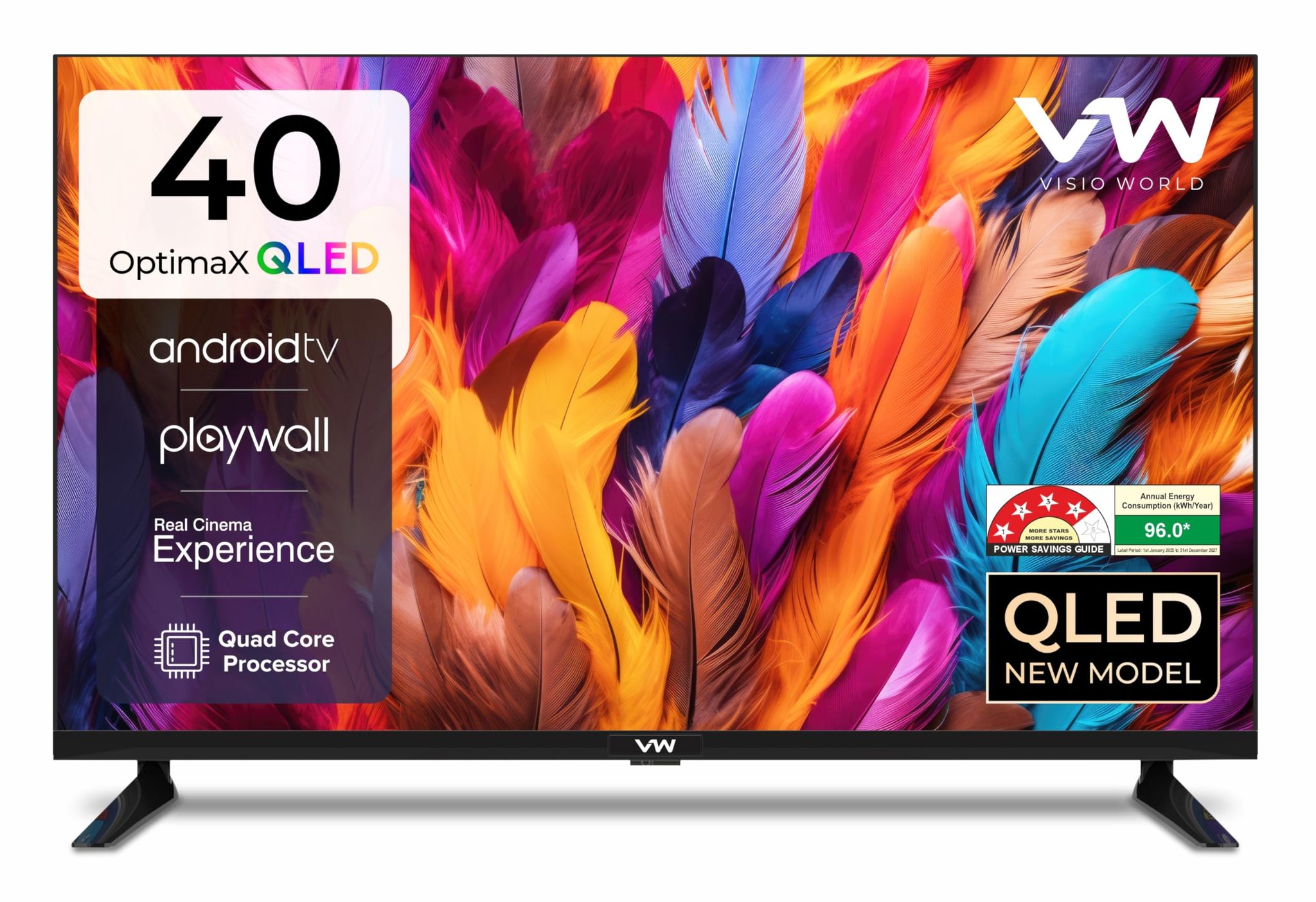 VW (Visio World.) 101 cm (40 inches) OptimaX Series Full HD Smart QLED Android TV VW40AQ1 (Black) Black / 40 inches