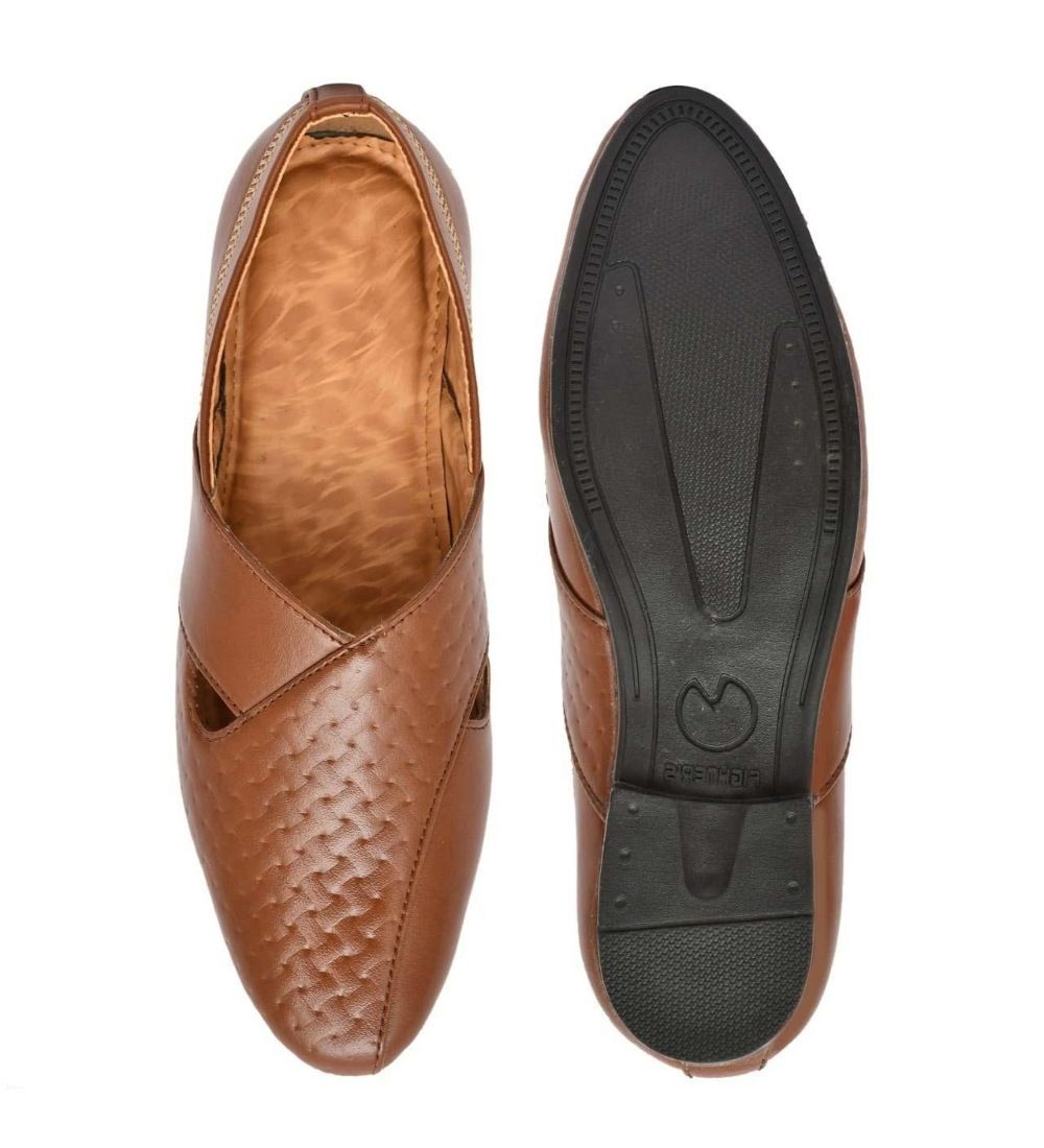 Mens Faux Leather Formal Shoes Size 9 (Tan)