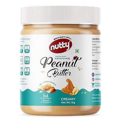 Nutty Creamy Peanut Butter 1kg, From Roasted Peanuts, American Flavored Peanut Butter 1Kg  (1000 g)