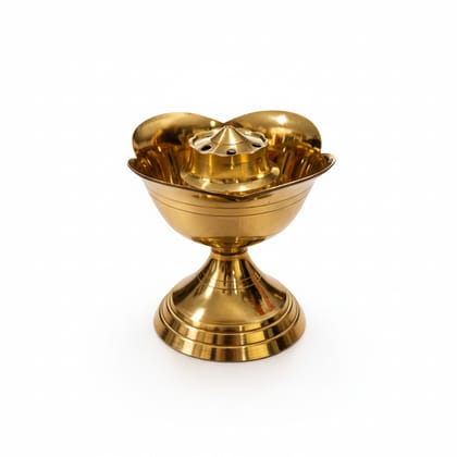 Premium Brass Agarbathi Stand with Ash Catcher Plate | 2.5 Inch Pooja Incense Holder for Home Temple Decor