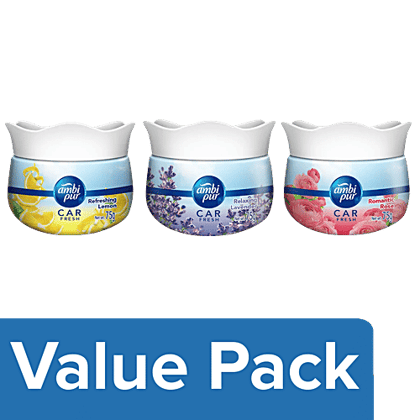Ambipur Car Freshener Gel - Lemon + Lavender + Rose, each 75 g, Combo 3 Items