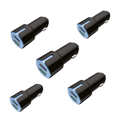 Walta Elite Panache 1 Car Charger 3.4A, 2 USB Car Charger with Micro USB Cable- Black (Pack of 5)