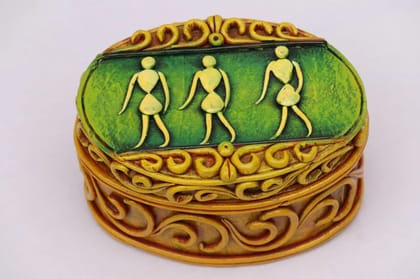 Paper Mache Jewelry Box Oval Round