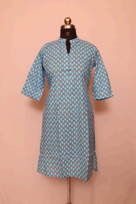Cotton Collar Kurti With Sleeves