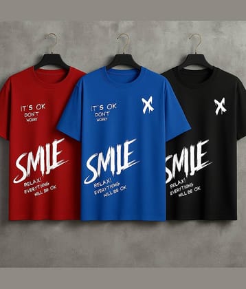 ELBATROSS Men Polyester Slim Fit Printed T-Shirt ( Multicolor5 )