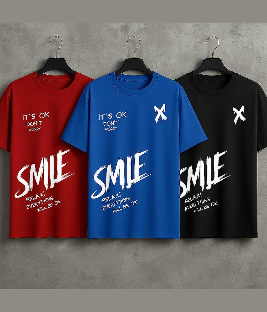 ELBATROSS Men Polyester Slim Fit Printed T-Shirt ( Multicolor5 )