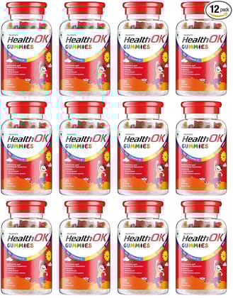 Health Ok Mankind Gummies Multivitamin and Multimineral for Kids Supports Normal Growth Healthy Immune system and Brain Function for 7 -17-year-old Bottle of 30 Gummies xPack of 12