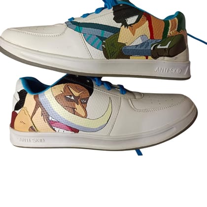 Custom Hand-Painted Zoro and Barbe Blanche Shoes - Unique Sneakers for Anime Fans
