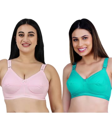Ladyland Pack of 2 Cotton Non Padded Everyday Bra For Women ( Multicolor )