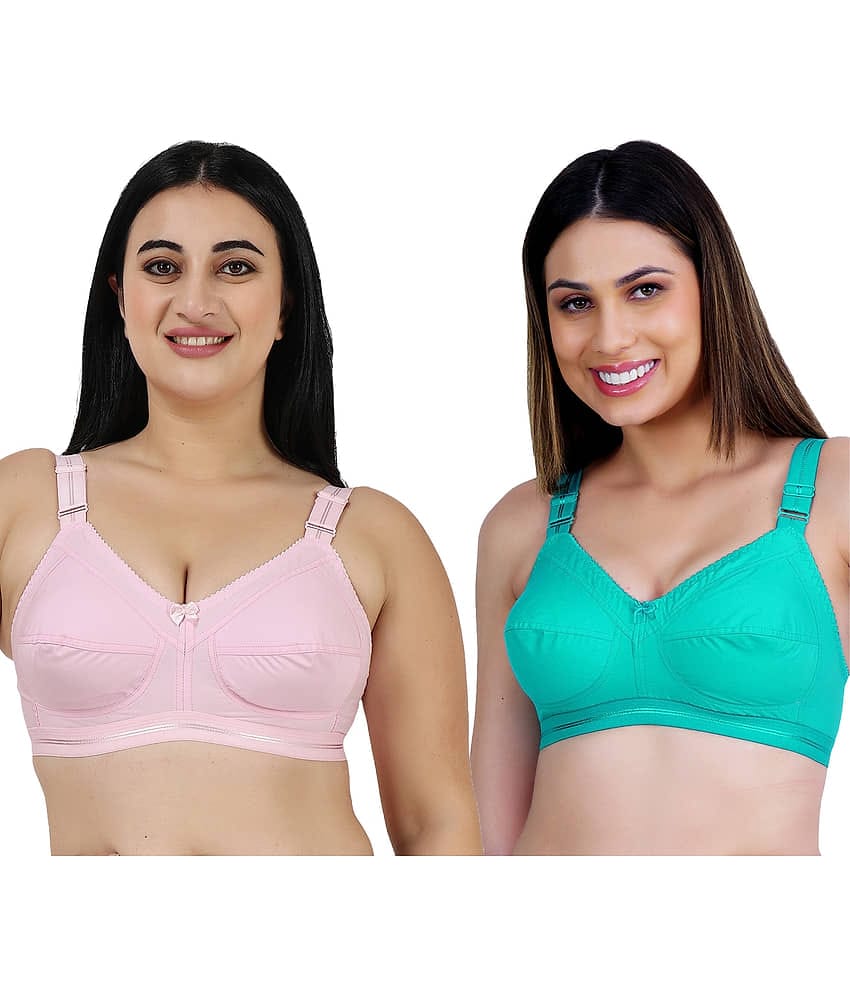 Ladyland Pack of 2 Cotton Non Padded Everyday Bra For Women ( Multicolor )
