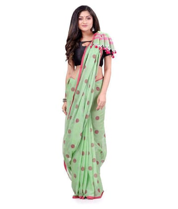 Desh Bidesh Green Bengal Handloom Saree - Single