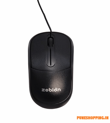 Zebion Dazzle USB Mouse with Latest Optical Technology, 800 DPI Resolution, Ergonomic Design, Smooth Low-Friction Movements and Comfy Palm FitZebion black wired optical mouse