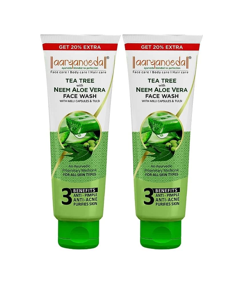 Aaryanveda Tea Tree Face Wash with Neem & Aloe Vera , Anti-Acne, Oil Control, 120 ml (Pack of 1)