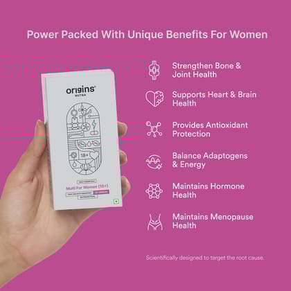Origins Nutra Multi For Women(18+)| Support Active Life, Immune, Bone and Joint Support, Skin and Hair Health |Shatavari root extract, EPO, Vitamins & Minerals | GMP Certified| Non-GMO| 30 Softgels
