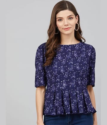 Rare Women's Georgette Peplum Top ( Navy )