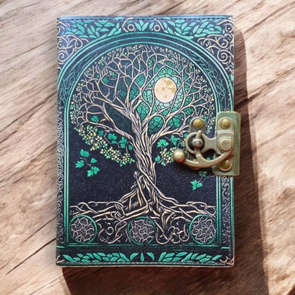 Secret Vintage Leather Diary-Moon & Divine - Classic Paper