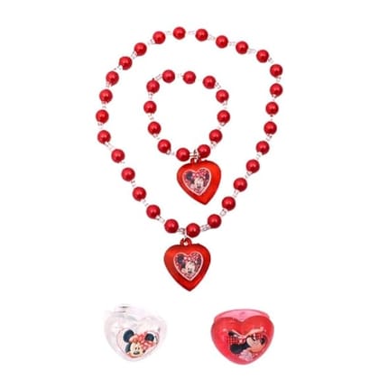Li'l Diva Minnie Mouse Pack of 4 - 1 Necklace, 1 Bracelet and 2 Rings For Girls 3 Years and Above