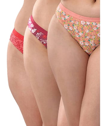 LYRA Pack of 3 Cotton Printed Women's Bikini ( Multicolor ) Lyra 212 Bikini Pty