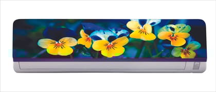 DreamKraft Decorative Yellow Flowers with Green Leaves AC Sticker (Multicolor PVC Vinyl, 30cm X 91cm)