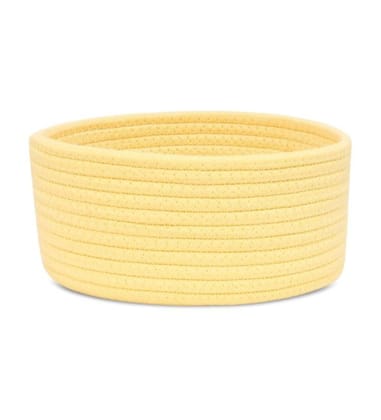Generic Cotton 8x3 Inch Round 1 Pcs Bedside Organizer With Out Lid (Yellow)-PID66383