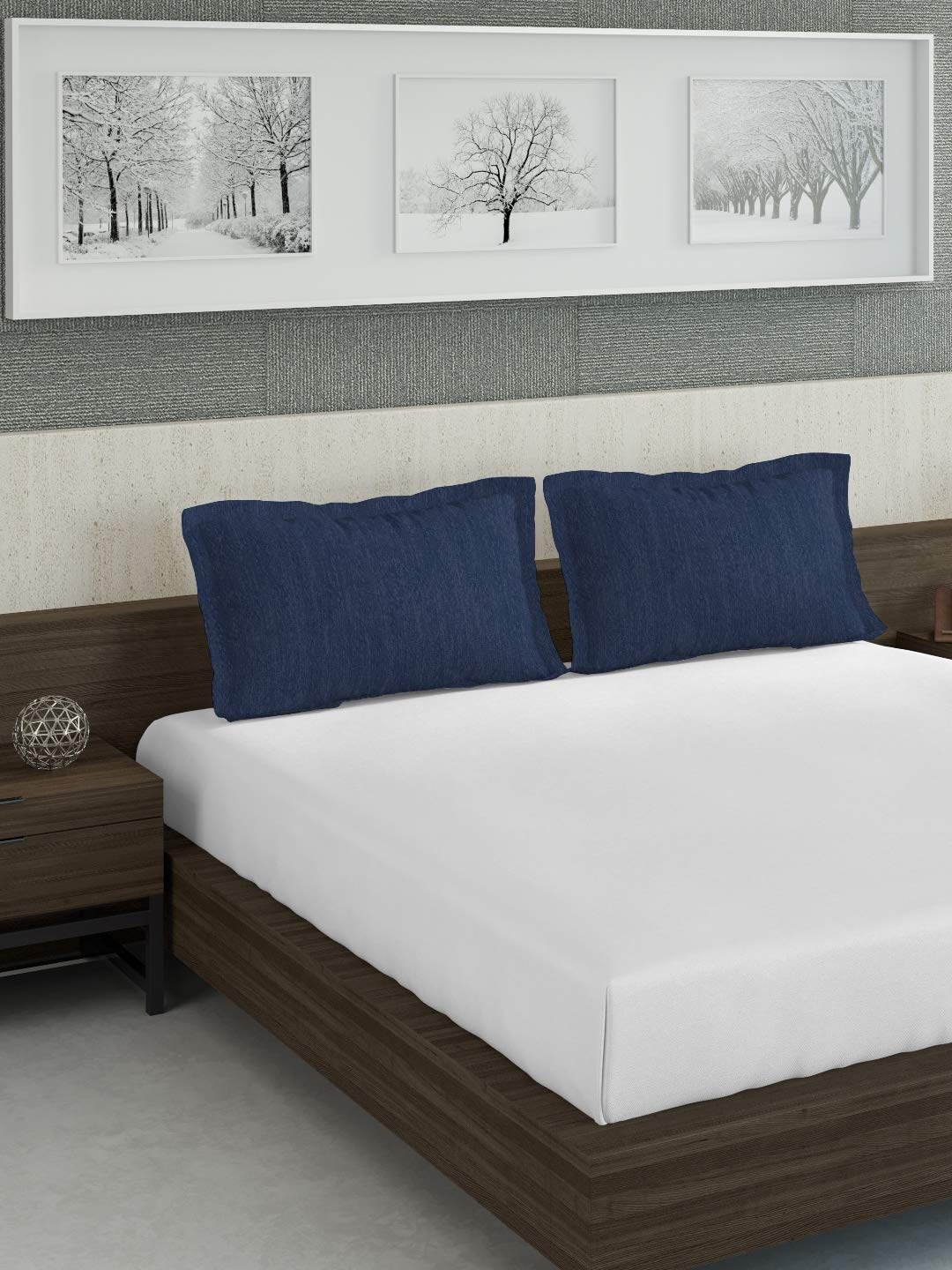 DDECOR - Esteem Textures Collection 100% Cotton Textures Pattern 210TC Set Of 2 Pillow Cover|46 CM X 68 CM| - Blue