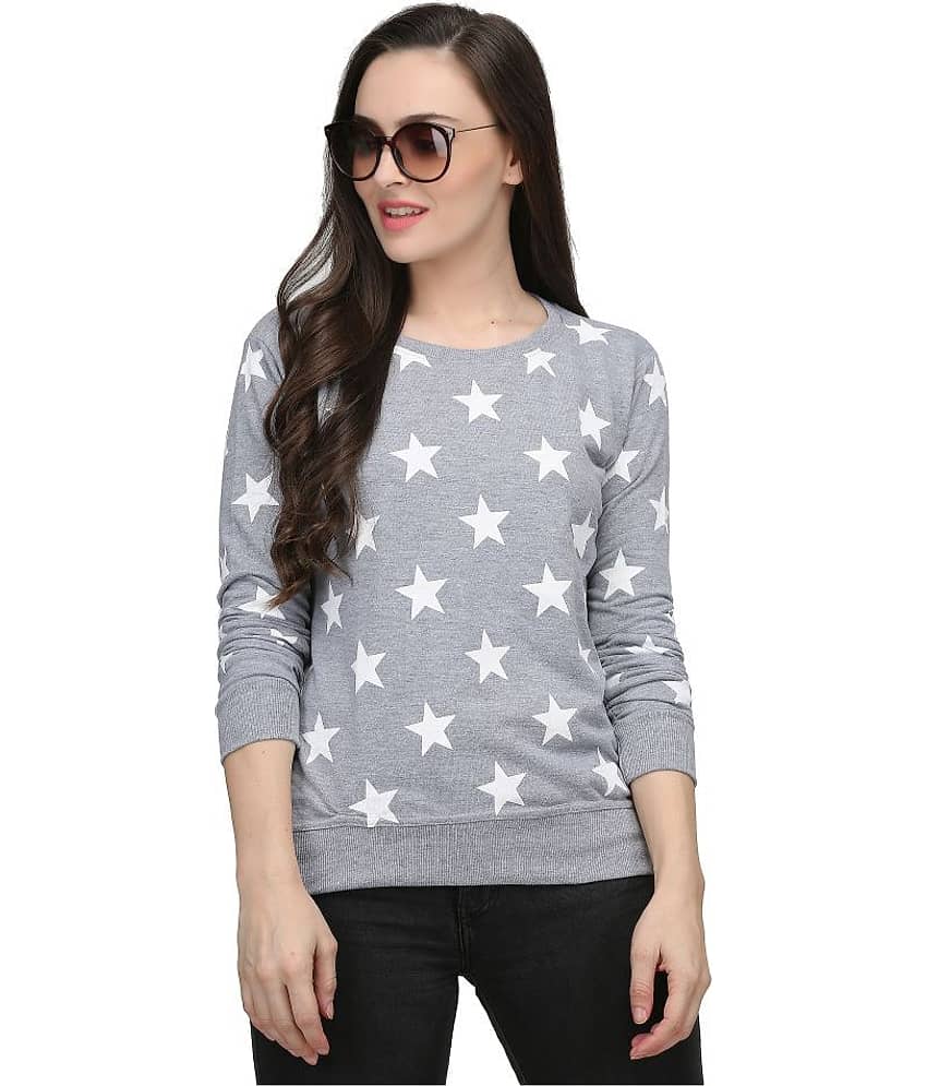 Leotude Cotton - Fleece Grey Non Hooded Sweatshirt