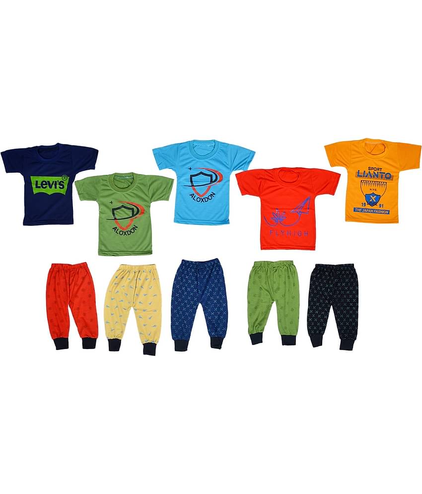 DIAMOND EXPORTER Pack of 10 Boys Cotton T-Shirt & Trackpants Set ( Multicolor )