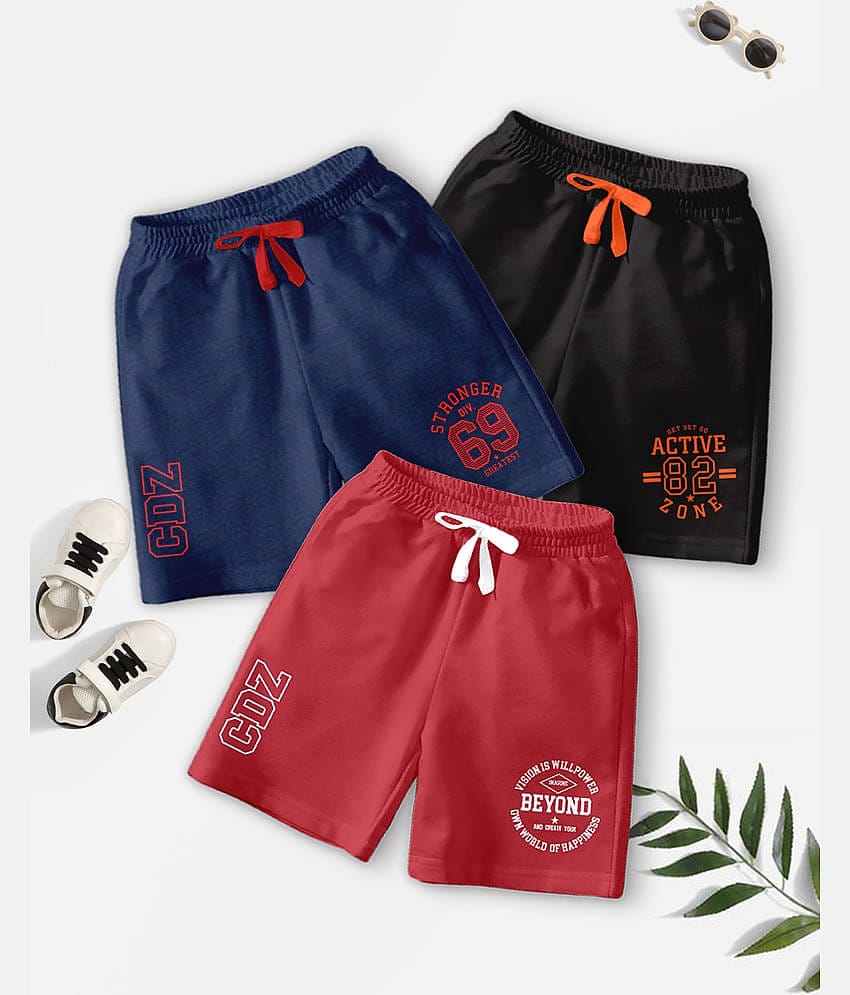 CODEZ Pack of 3 Cotton Blend Shorts For Boys ( Multicolor )