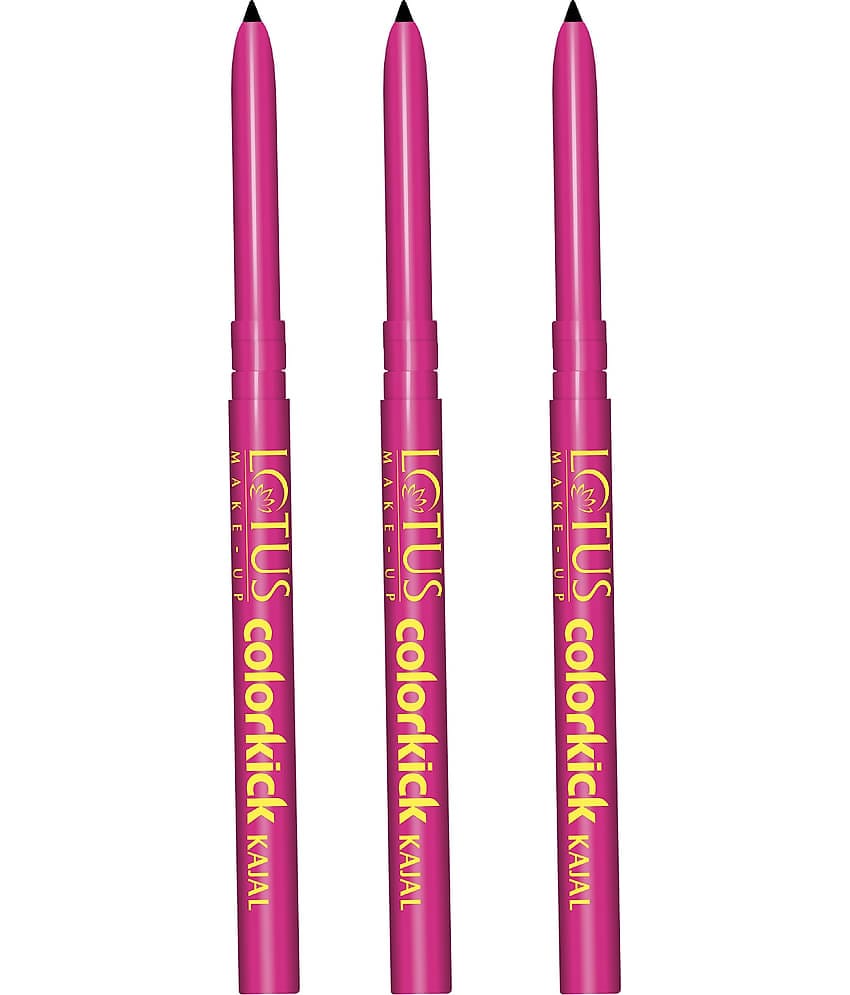 Lotus Makeup Colorkick Kajal Black Water proof 0.28g (Pack of 3)
