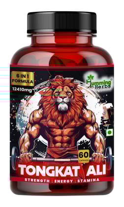 Humming Herbs Tongkat Ali 1240mg - Natural Stamina & Energy Booster - 6 in 1 High Potency Herbal Formula for Strength & Vitality, Gluten-Free Men's Health Supplement