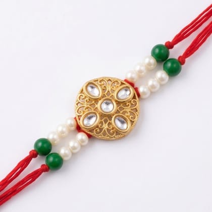 Decorative Pearl and Stone Studded Rakhi (1 piece)