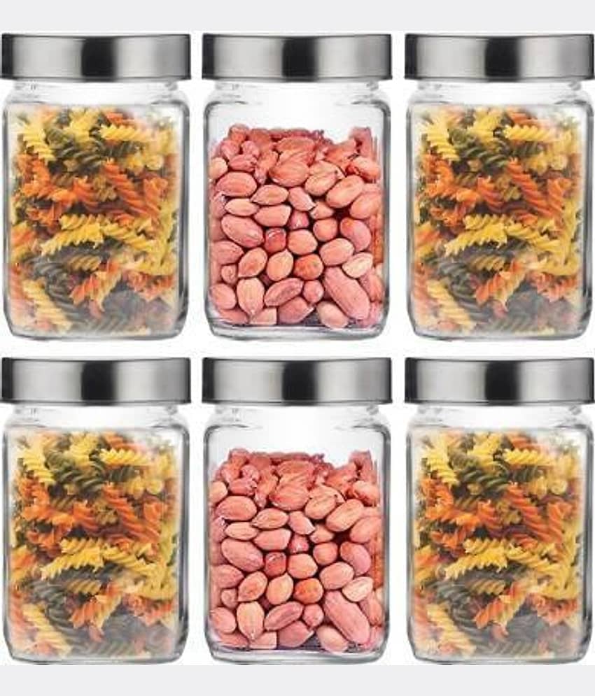 CROCO JAR - Silver Glass Food Container ( Pack of 6 )