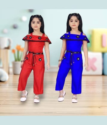 Mullick the designer Pack of 1 Baby Girls Crepe T-shirt & Pants ( Red,Blue )