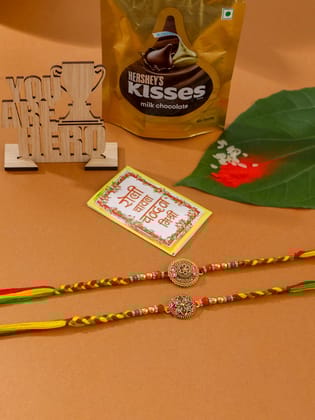 NVR Men Set of 2 Multicolor Floral Design Artificial Stones Thread Rakhi Combo-One Size / Multicolor