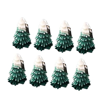 SS Enterprise Organic Soy Wax Christmas Tree Pillar Candles for Decor, Scented Aromatic Fragrance Candles, Smoke-Free, Xmas Decoration Accessories, (Pack of 8)