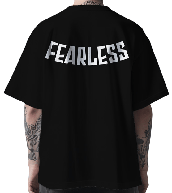 MountCart Store oversized white Fearless back printed t-shirt for men and women