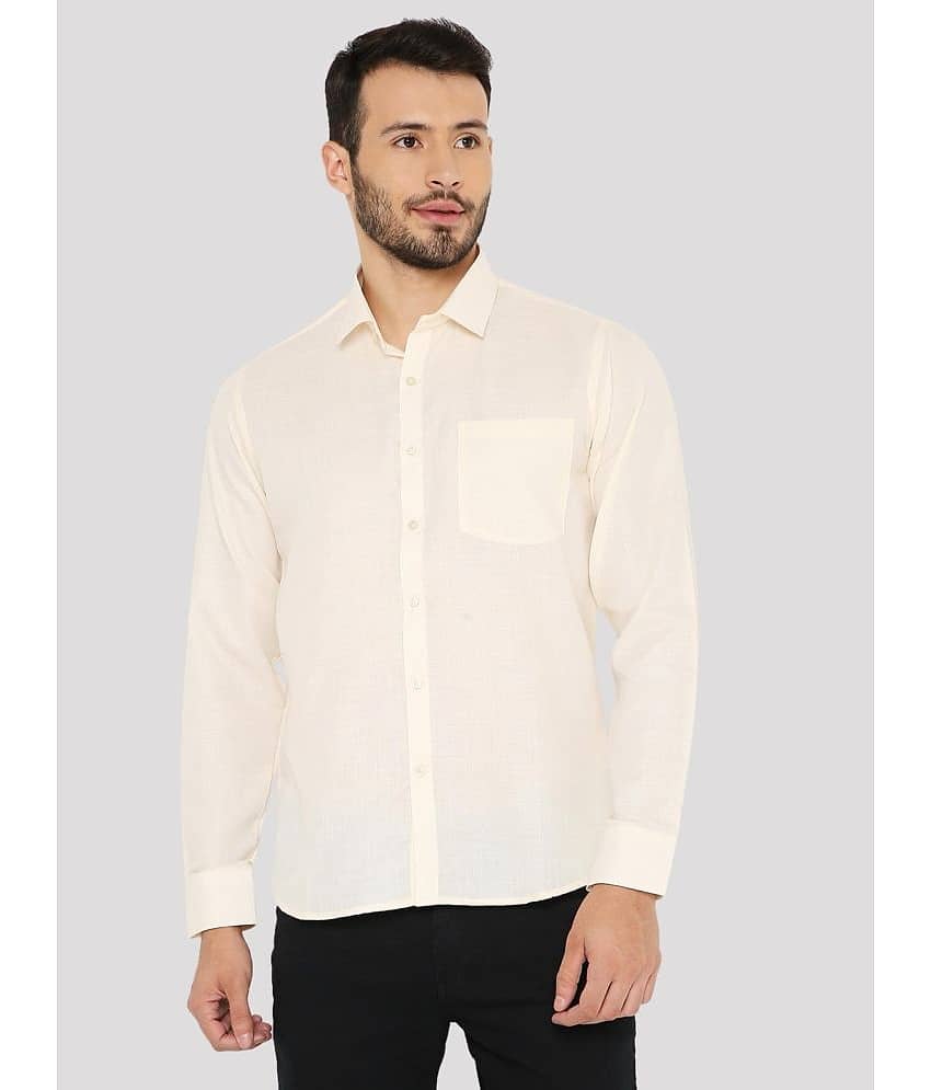 Maharaja Cotton Blend Slim Fit Solids Full Sleeves Men's Casual Shirt - Peach ( Pack of 1 )