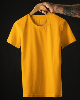 Mustard Premium Plain T-Shirt-Mustard / S