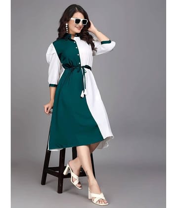 Hemang Fashion Women Cotton Colorblock Fit & Flare Dress ( Green )