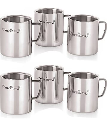 Neelam Double Wall Sober Steel Coffee Mug 6 Pcs 300 mL