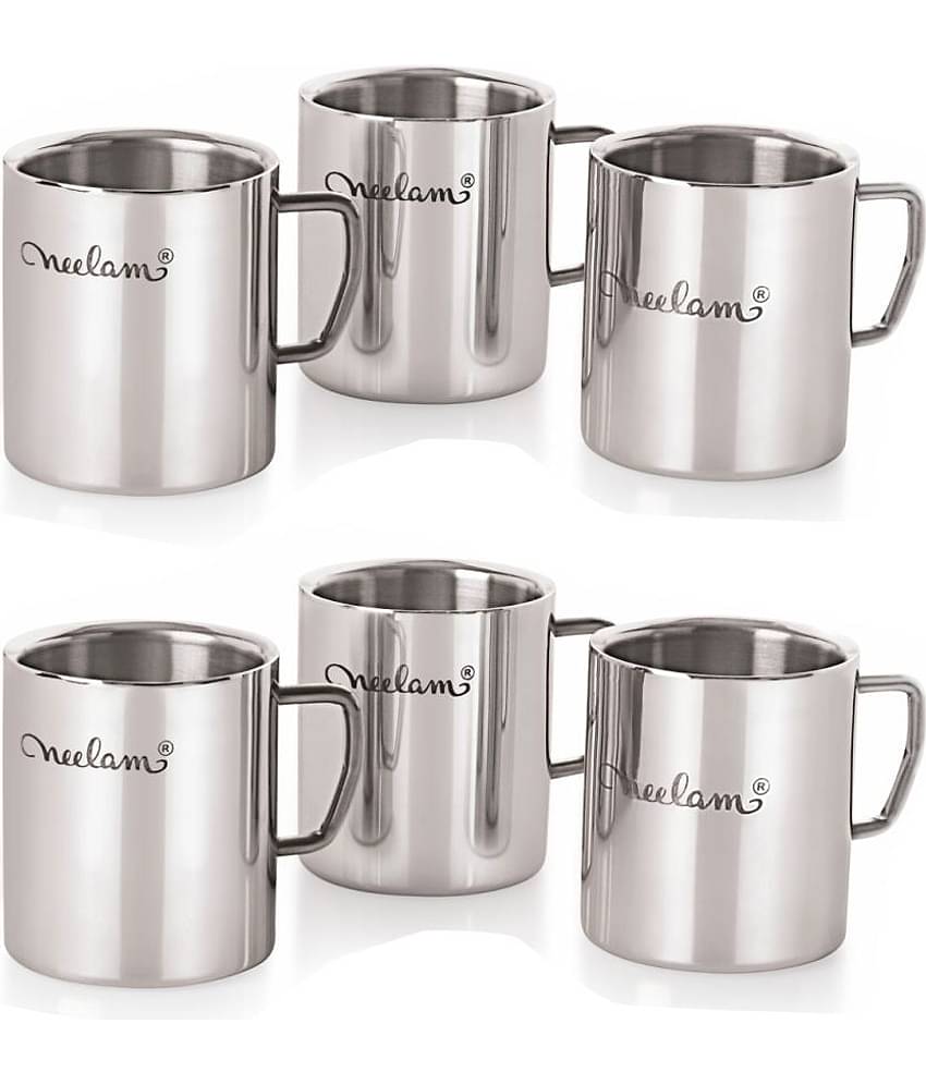 Neelam Double Wall Sober Steel Coffee Mug 6 Pcs 300 mL